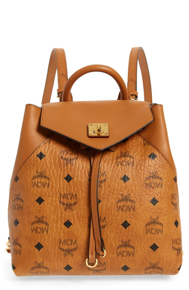 Mcm Essential Visetos Original Small Backpack - Brown