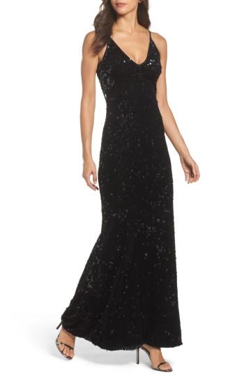 Women's Dress The Population Vanessa Sequin Gown - Black