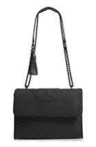 Tory Burch Fleming Matte Quilted Faux Leather Convertible Shoulder Bag - Black