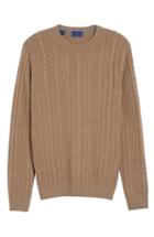 Men's David Donahue Cable Knit Cashmere Sweater, Size - Brown