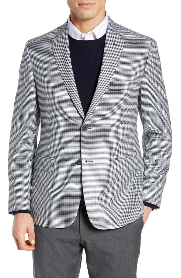 Men's J.b. Britches Classic Fit Check Wool Sport Coat R - Black