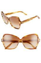 Women's Celine 64mm Oversize Butterfly Sunglasses - Honey Flamed Havana/ Brown