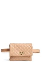 Mali + Lili Quilted Vegan Leather Belt Bag - Brown