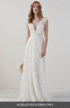 Women's Pronovias Ederne Boho Keyhole Back Lace Gown, Size In Store Only - Ivory