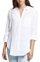 Women's Sanctuary Linen Blend Gauze Tunic Top - White