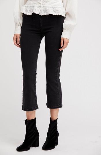Women's Free People Ultra High Waist Crop Bootcut Jeans - Black