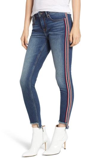 Women's A V Denim Stripe Trim Skinny Jeans - Blue