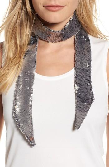 Women's Ted Baker London Sequin Velvet Skinny Scarf, Size - Grey
