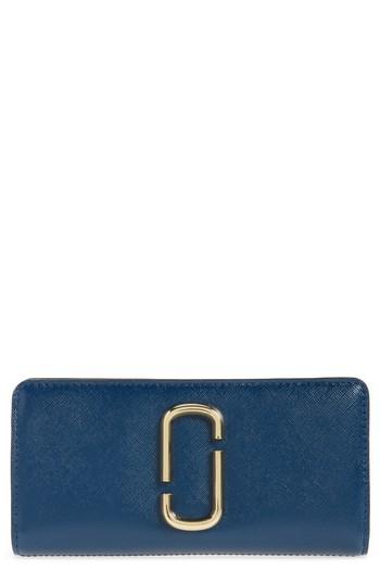 Women's Marc Jacobs Snapshot Open Face Leather Wallet - Blue