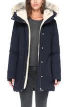 Women's Soia & Kyo Genuine Coyote Fur Trim Down Parka With Fleece Lining