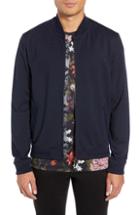 Men's Ted Baker London Ruubes Slim Fit Bird's Eye Knit Bomber Jacket (s) - Blue