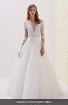 Women's Pronovias Elwe Lace Illusion Ballgown, Size In Store Only - Ivory