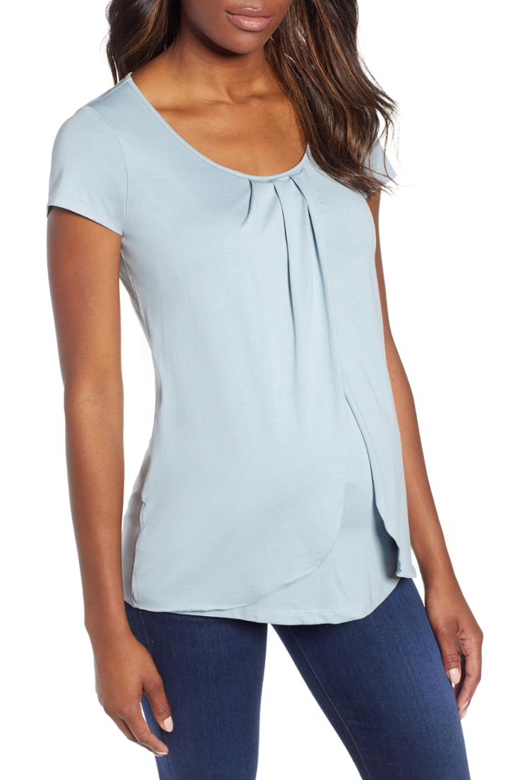 Women's Angel Maternity Petal Front Maternity Shirt - Green