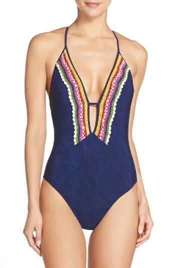 Women's Nanette Lepore Peace Love One-piece Swimsuit - Blue