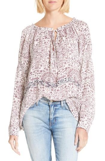 Women's L'agence Crawford Floral Print Silk Blouse - Ivory