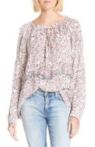 Women's L'agence Crawford Floral Print Silk Blouse - Ivory