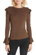 Women's Alice + Olivia Mittie Ruffled Pullover Sweater - Brown