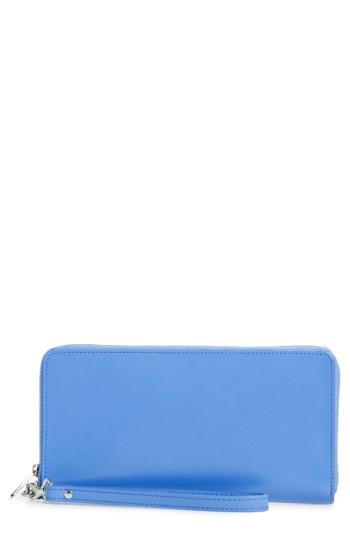 Women's Nordstrom Patent Leather Zip Around Wallet - Blue