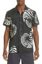 Men's Double Rainbouu Beach House Print Camp Shirt - Black