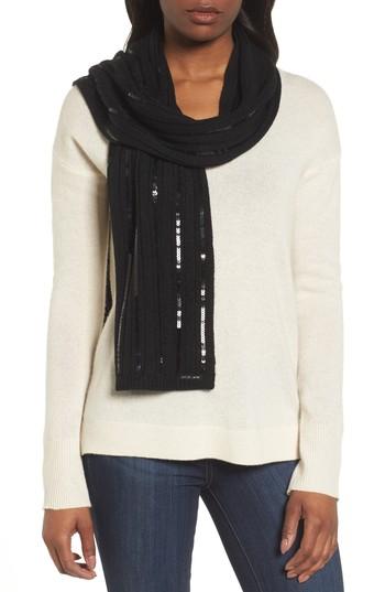 Women's Michael Michael Kors Vertical Paillette Muffler, Size - Black