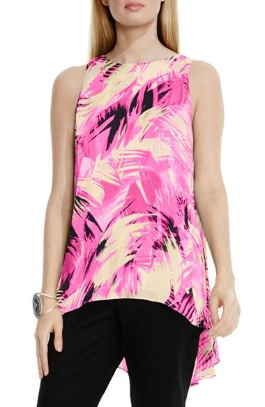 Women's Vince Camuto 'tropical Movements' Print High/low Blouse - Pink