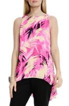 Women's Vince Camuto 'tropical Movements' Print High/low Blouse - Pink