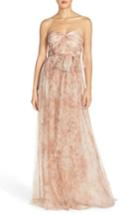 Women's Jenny Yoo 'annabelle' Print Tulle Convertible Column Gown - Pink