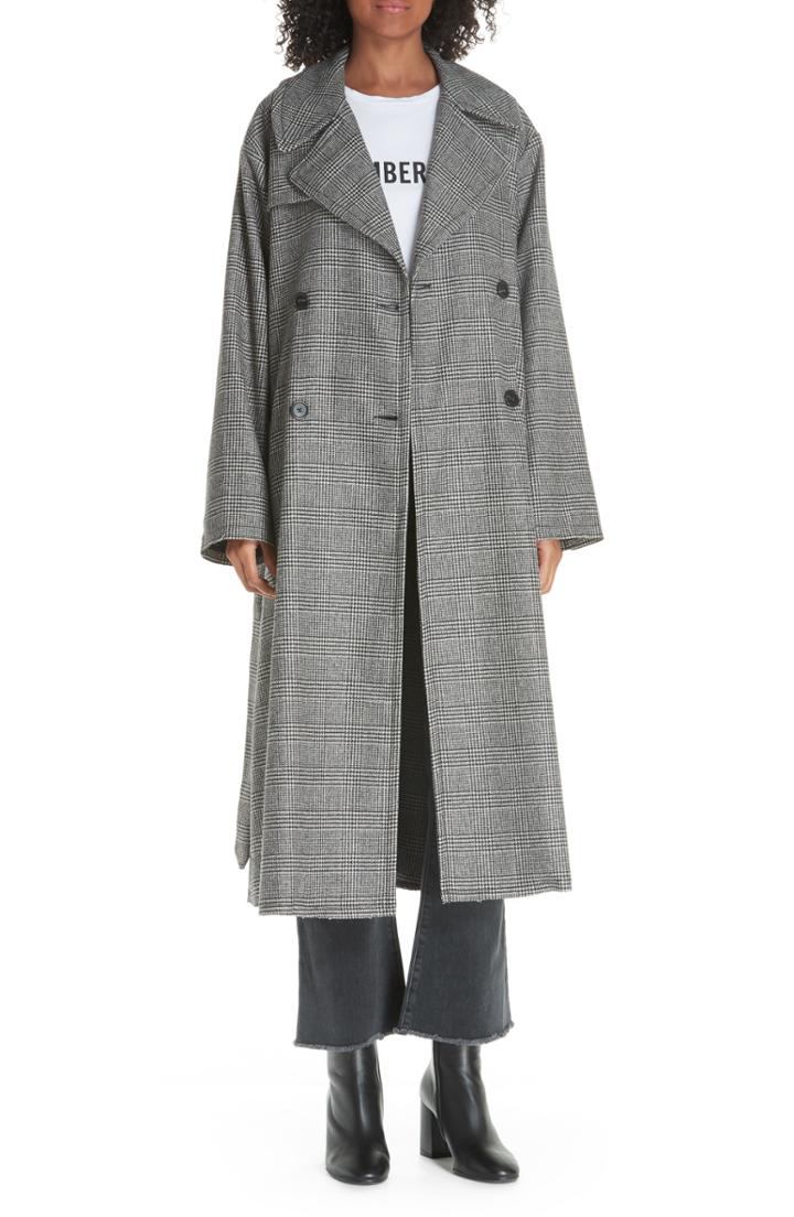 Women's Nili Lotan Topher Plaid Wool Blend Coat