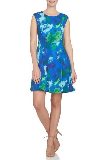 Women's Cece Watercolor Print A-line Knit Dress