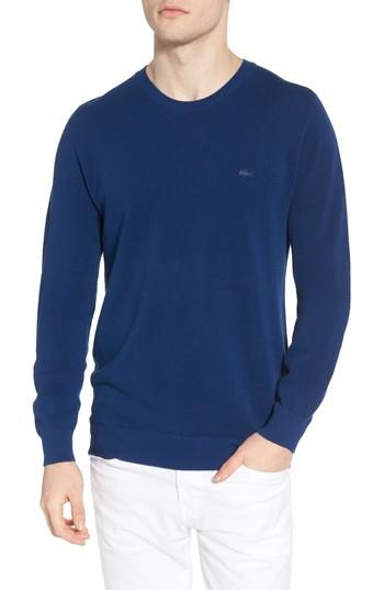 Men's Lacoste Pique Cotton Sweater (l) - Blue