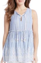 Women's Karen Kane Lace-up Eyelet Embroidered Top - Blue
