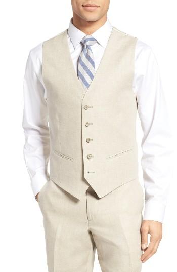 Men's Nordstrom Men's Shop Trim Fit Solid Linen Vest