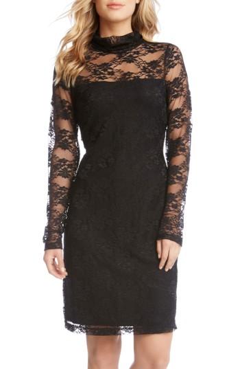 Women's Karen Kane Turtleneck Lace Sheath Dress - Black