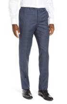 Men's Nordstrom Men's Shop Trim Fit Flat Front Stretch Wool Trousers X - Blue