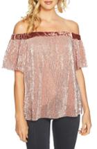 Women's 1.state Sequin & Velvet Off The Shoulder Top, Size - Pink