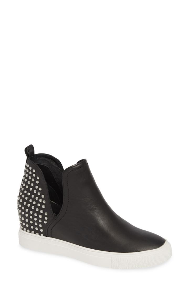 Women's Steven By Steve Madden Coin Hidden Wedge Sneaker .5 M - Black