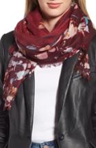 Women's Nordstrom Eyelash Trim Print Cashmere & Silk Wrap, Size - Burgundy