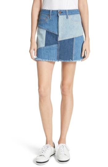 Women's Ao. La Patchwork Denim Miniskirt - Blue