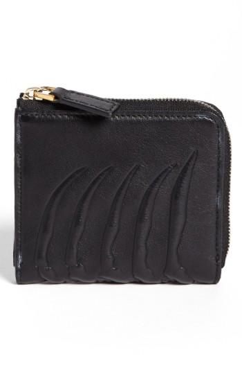 Men's Alexander Mcqueen Rib Cage Leather Half Zip Wallet -