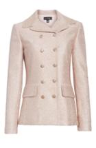 Women's St. John Collection Double Breasted Frosted Metallic Knit Jacket - Pink