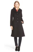 Women's George Simonton Angle Seamed Wool Blend Reefer Coat - Black