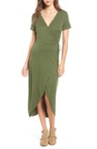 Women's One Clothing Knit Wrap Midi Dress - Green