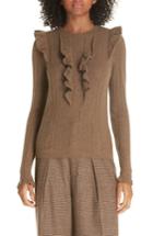 Women's Polo Ralph Lauren Ruffle Pointelle Sweater - Brown