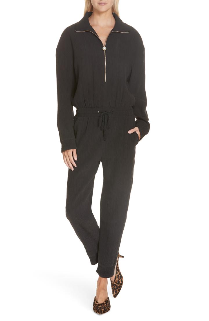 Women's Nanushka Mercury Half Zip Jumpsuit - Black
