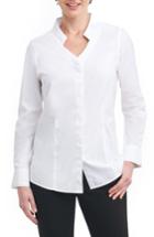 Women's Foxcroft Jewel Stretch Cotton Shirt - White
