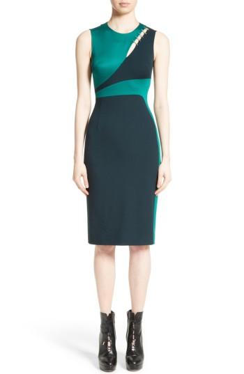 Women's Versace Collection Staple Detail Cutout Dress Us / 46 It - Blue/green