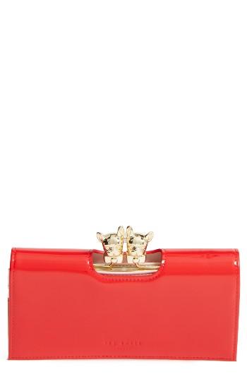 Women's Ted Baker London French Bulldog Patent Leather Matinee Wallet - Orange
