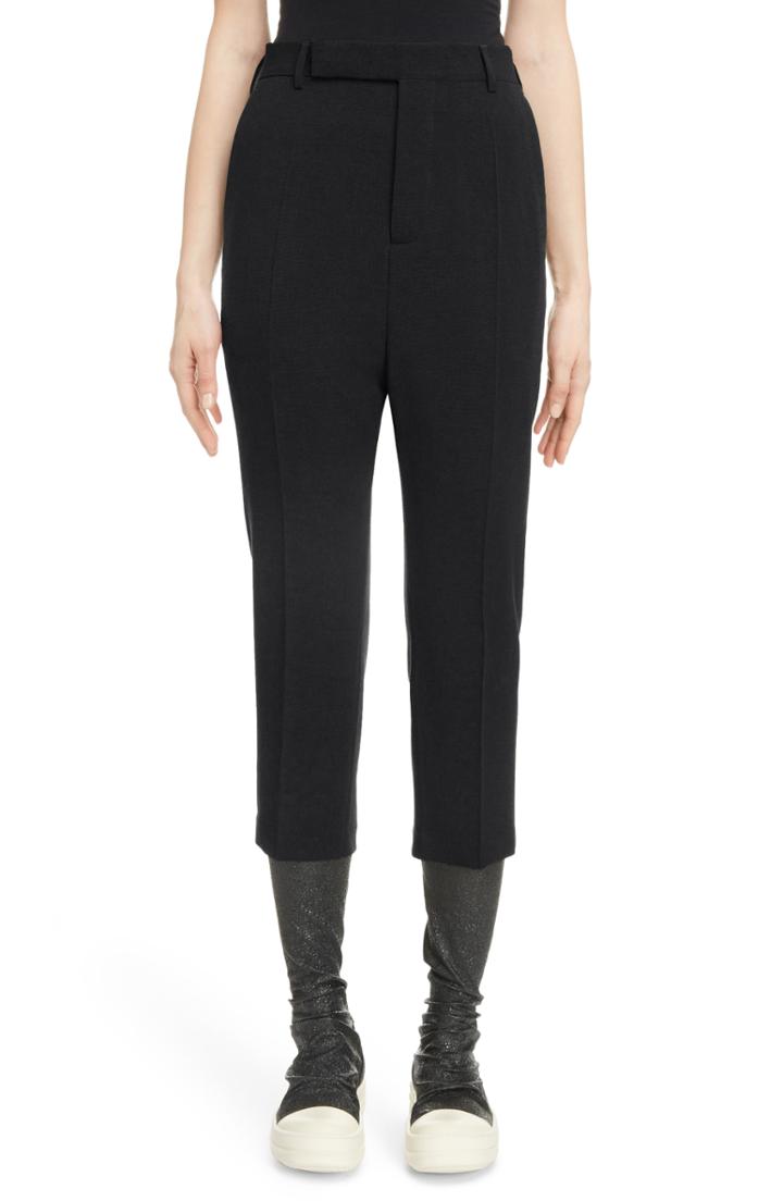 Women's Rick Owens Wool Crop Pants Us / 40 It - Black