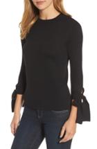 Women's Halogen Tie Sleeve Crewneck Sweater, Size - Black