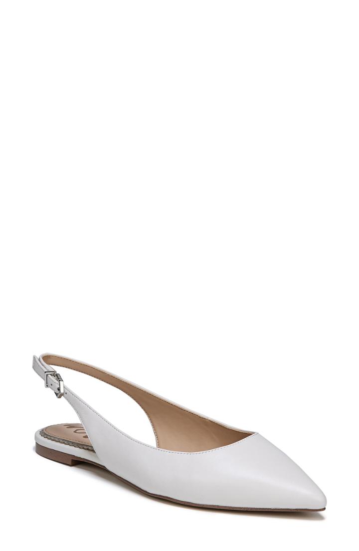 Women's Sam Edelman Raya Slingback Flat .5 M - White